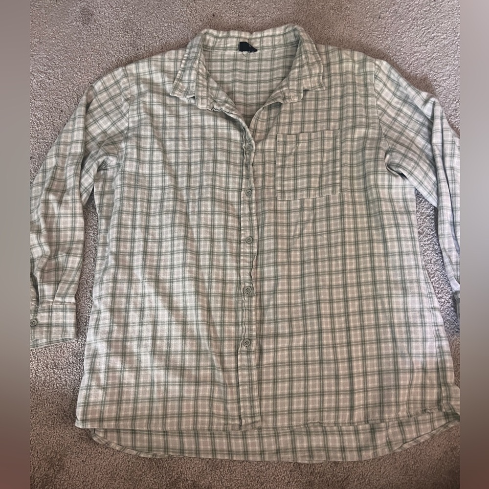 Cotton On Light Green Plaid Casual Shirt